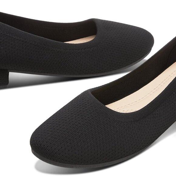 Women Knit Low Pumps Rubber Sole Mesh Slip On Elegant Round Toe Office Shoes - Picture 1 of 7